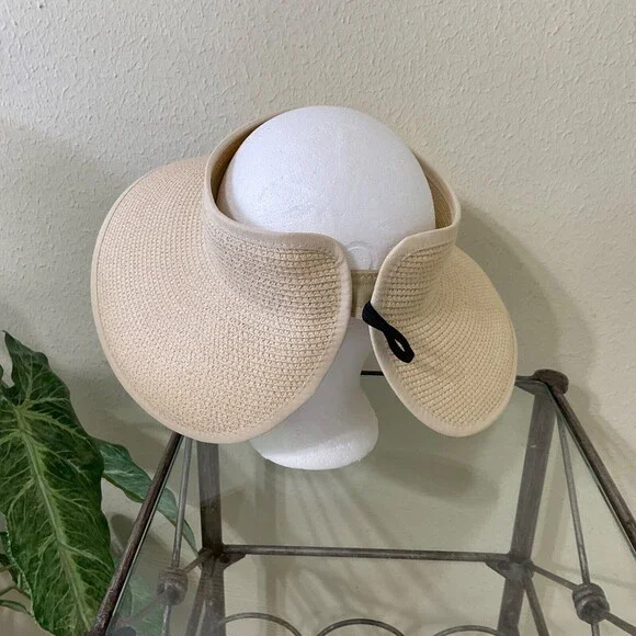 Furtalk Wrap Around Sun Visor Hat - Straw Adjustable Roll Up Packable - Size adj - Picture 3 of 8